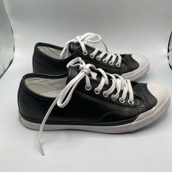 Converse Jack Purcell Size 6 Leather Black Silver Shoes - Picture 6 of 7